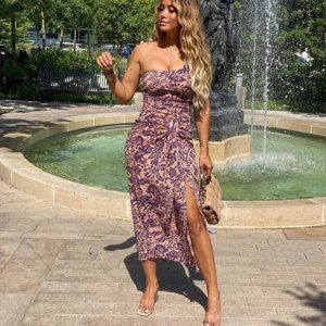 ZARA Printed Co-ord Sarong Skirt Set